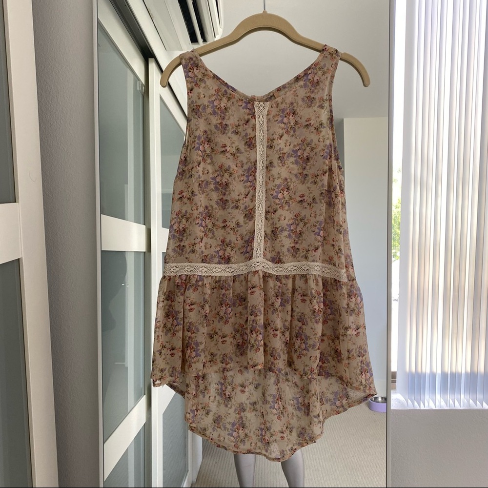 Anthropologie Stitch x Stitch Sheer Floral Top | Size S | Pink Floral